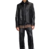 l-korn-a Leather jacket with embossed Oval D