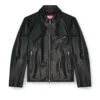 l-korn-a Leather jacket with embossed Oval D
