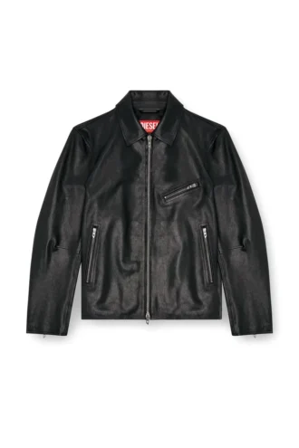 l-korn-a Leather jacket with embossed Oval D