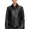 l-korn-a Leather jacket with embossed Oval D
