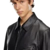l-korn-a Leather jacket with embossed Oval D