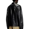 l-krixy Leather biker jacket with piping detail