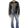 l-met Distressed leather jacket with metal logo