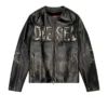 l-met Distressed leather jacket with metal logo