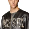 l-met Distressed leather jacket with metal logo