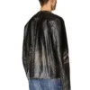 l-met Distressed leather jacket with metal logo