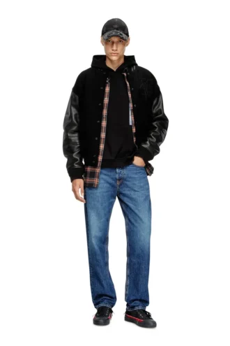 l-nyman Varsity bomber jacket in cotton and leather