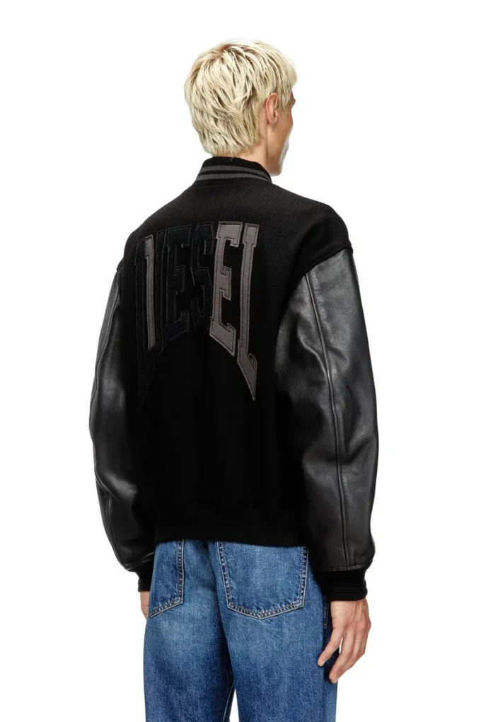 l-nyman Varsity bomber jacket in cotton and leather l-nyman Varsity bomber jacket in cotton and leather