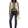 l-oonie Trompe l’oeil-effect leather biker jacket
