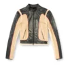 l-oonie Trompe l’oeil-effect leather biker jacket