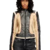 l-oonie Trompe l’oeil-effect leather biker jacket