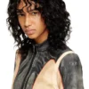 l-oonie Trompe l’oeil-effect leather biker jacket