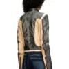 l-oonie Trompe l’oeil-effect leather biker jacket