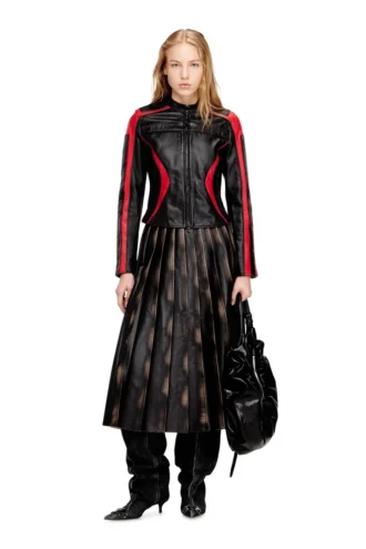 l-ovable Biker jacket in colour-block leather