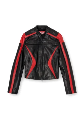 l-ovable Biker jacket in colour-block leather