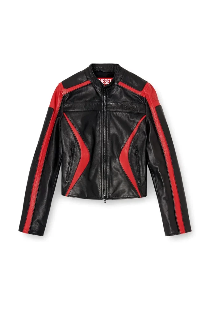 l-ovable Biker jacket in colour-block leather