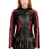 l-ovable Biker jacket in colour-block leather