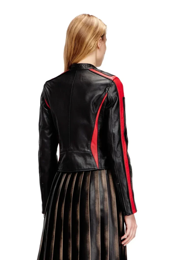 l-ovable Biker jacket in colour-block leather