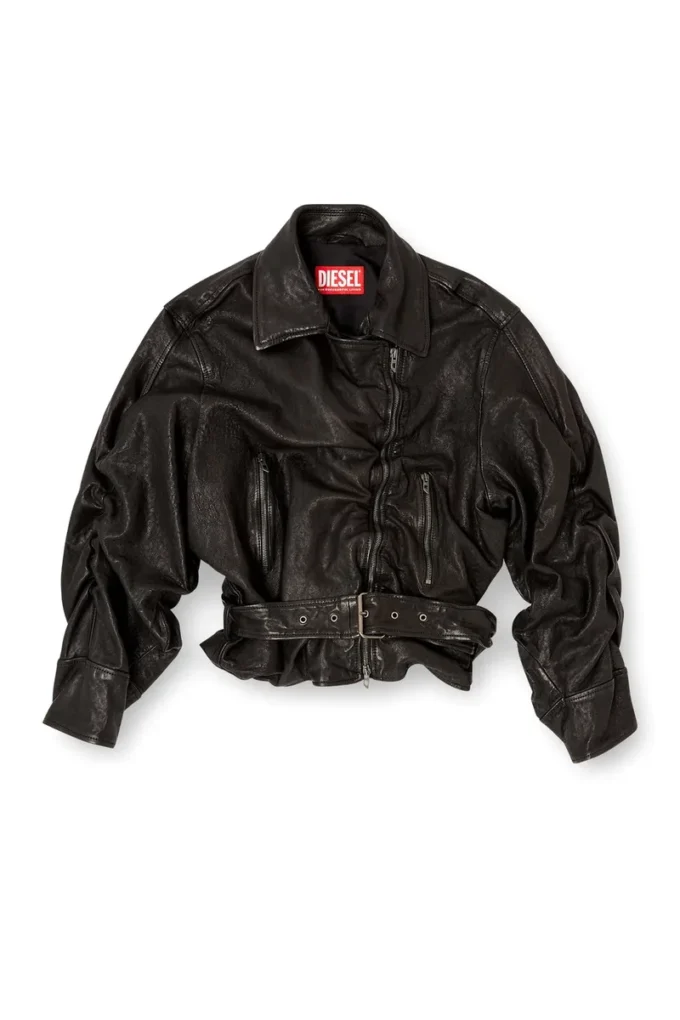 l-oys Belted jacket in boiled leather