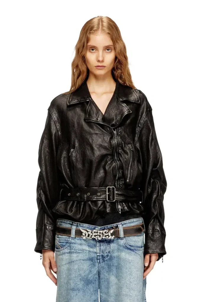 l-oys Belted jacket in boiled leather