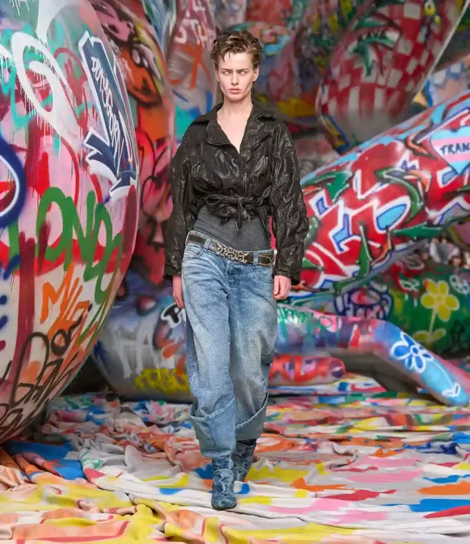 l-oys Belted jacket in boiled leather