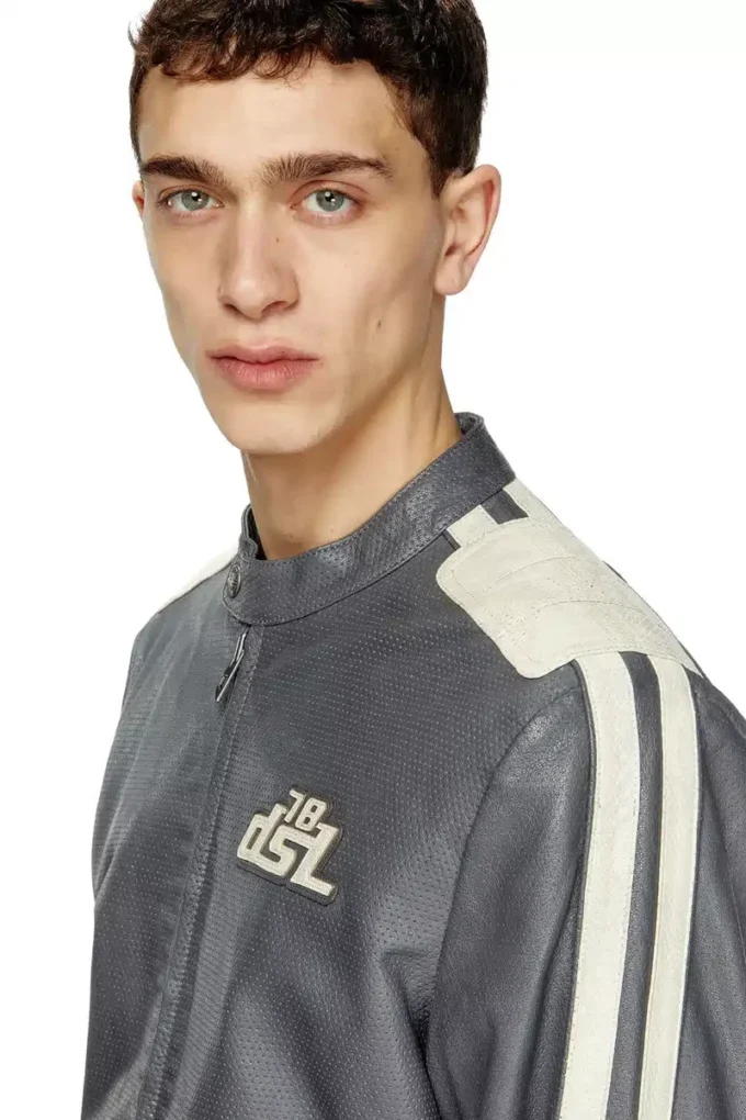 l-pop Biker jacket in perforated leather