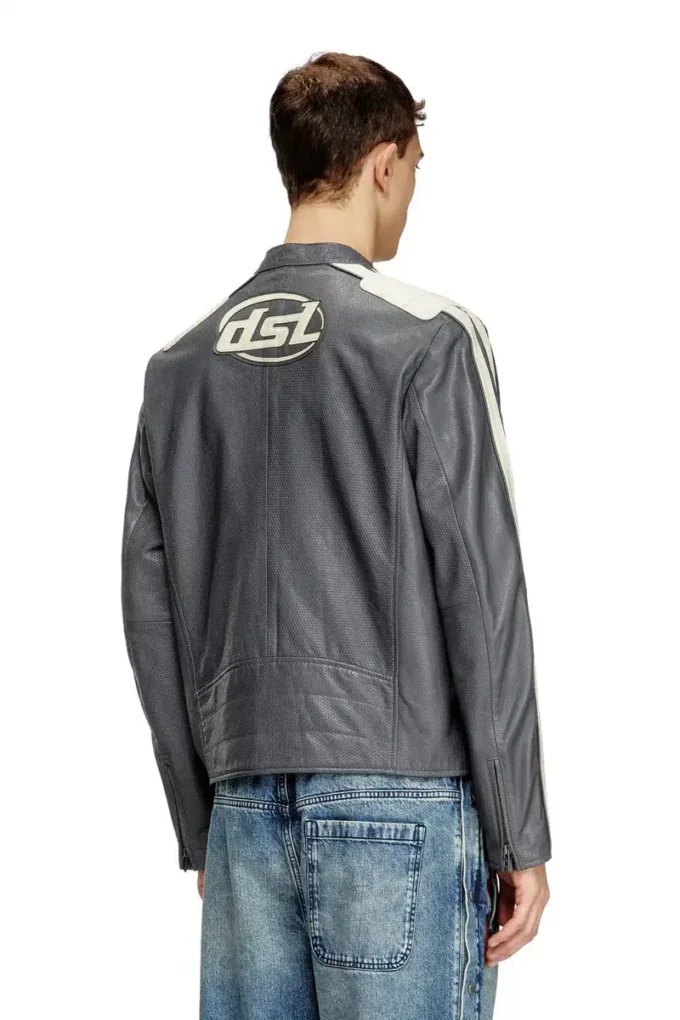 l-pop Biker jacket in perforated leather