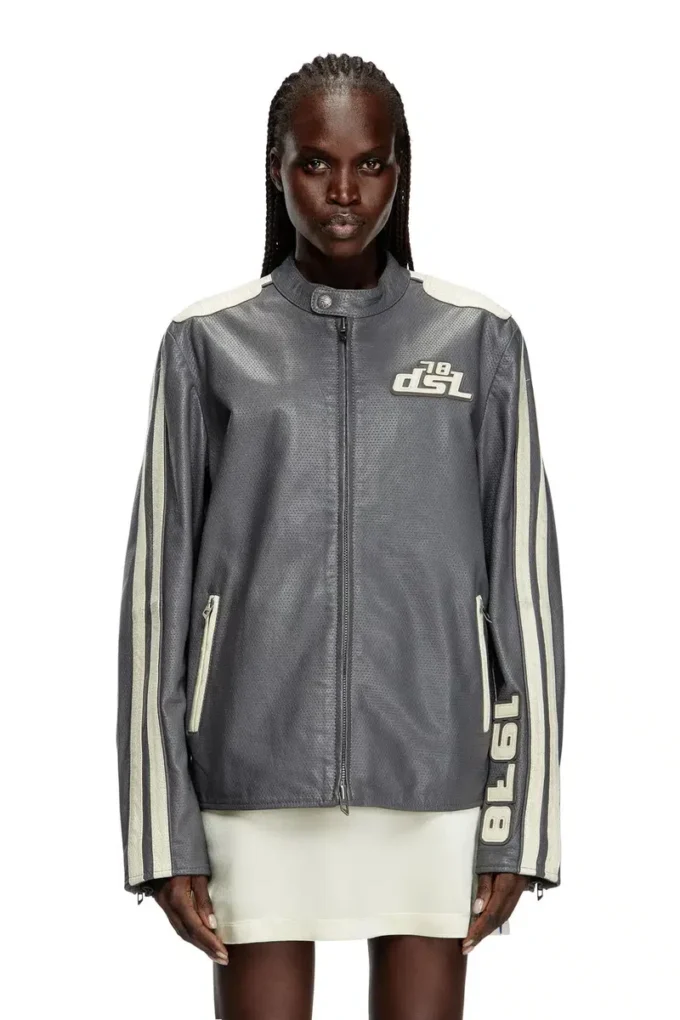 l-pop Biker jacket in perforated leather