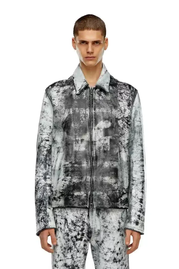 l-pylon-a Blouson jacket in treated leather