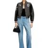 l-real-cp Cropped varsity jacket in wool and leather