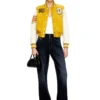 l-real-cp Cropped varsity jacket in wool and leather