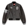 l-real-cp Cropped varsity jacket in wool and leather