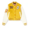 l-real-cp Cropped varsity jacket in wool and leather