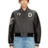 l-real-cp Cropped varsity jacket in wool and leather