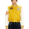 l-real-cp Cropped varsity jacket in wool and leather