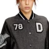 l-real-cp Cropped varsity jacket in wool and leather