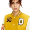 l-real-cp Cropped varsity jacket in wool and leather