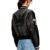 l-real-cp Cropped varsity jacket in wool and leather