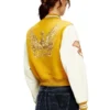 l-real-cp Cropped varsity jacket in wool and leather