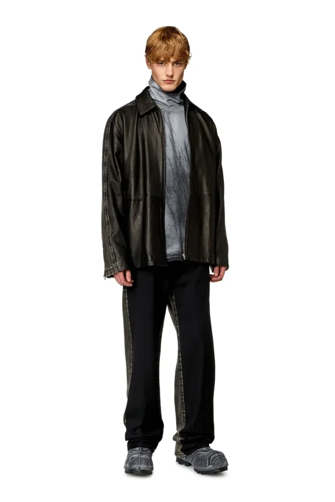 l-stoller Hybrid denim and leather jacket