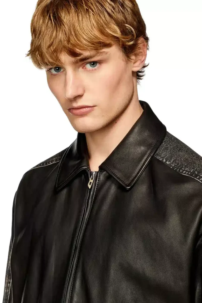 l-stoller Hybrid denim and leather jacket