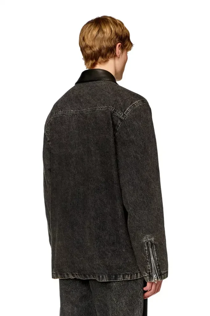 l-stoller Hybrid denim and leather jacket