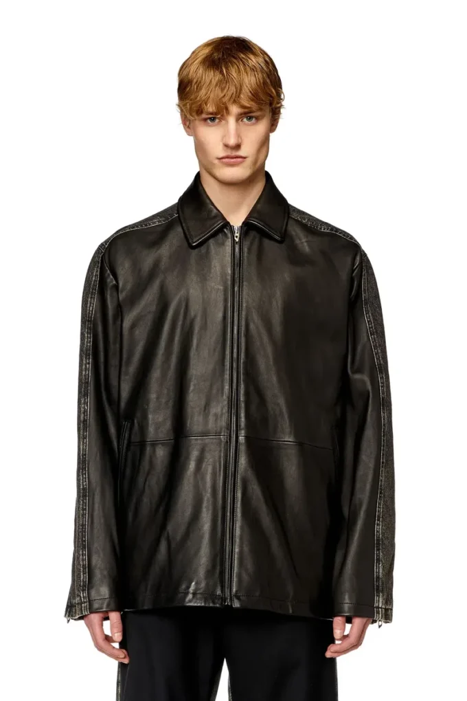 l-stoller Hybrid denim and leather jacket