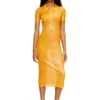 l_tina 4eva dress Iridescent knit polo dress with lotus print