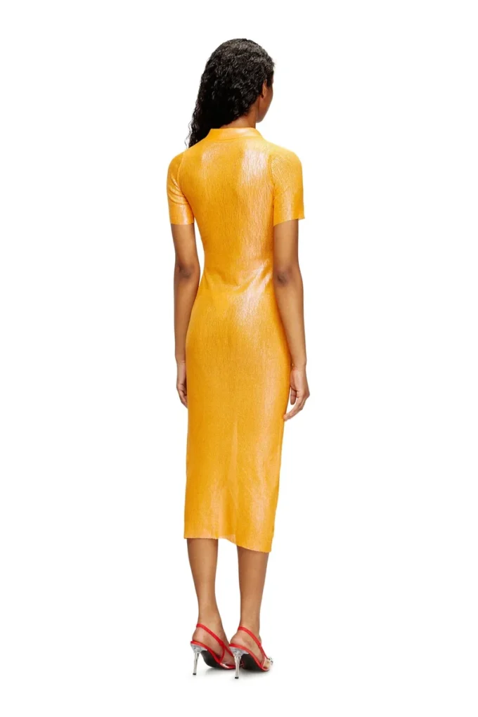 l_tina 4eva dress Iridescent knit polo dress with lotus print