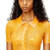l_tina 4eva dress Iridescent knit polo dress with lotus print
