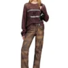 l-ysa Jean-cut distressed leather pants