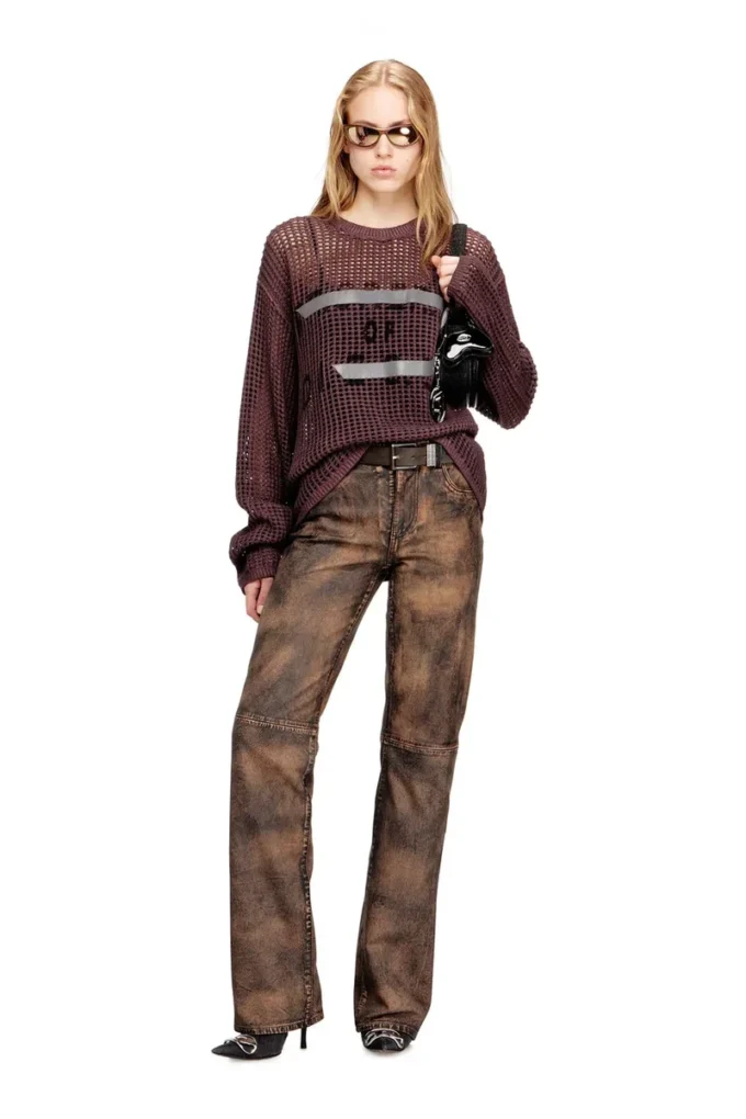 l-ysa Jean-cut distressed leather pants