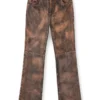 l-ysa Jean-cut distressed leather pants