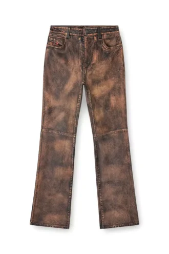 l-ysa Jean-cut distressed leather pants